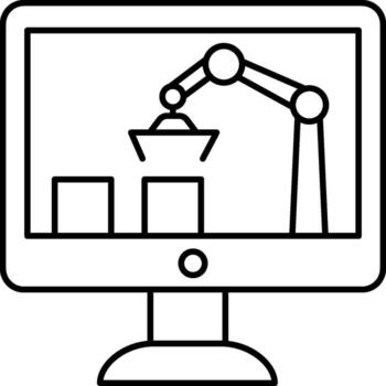 un computadora monitor con un robot en eso vector