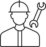 A man with a wrench in his hand and a hard hat vector
