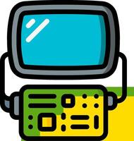 A cartoon computer with a monitor and keyboard vector