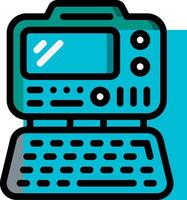 A laptop computer with a keyboard and a monitor vector