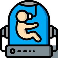 A person in a blue backpack with a computer vector