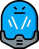 A helmet with a blue face and a gray face vector