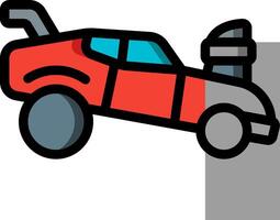 A cartoon car with a big engine on top vector
