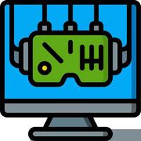 A computer monitor with a headset on it vector