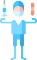 A cartoon man with a syringe and pills vector