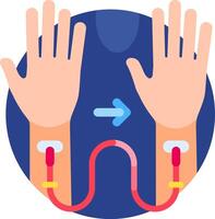 Two hands with blood pressure monitors on them vector