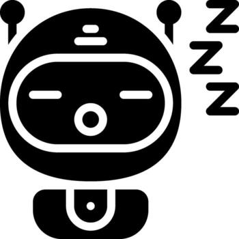 A black and white image of a robot with a sleeping face vector