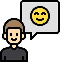 A man with a smiley face and a speech bubble vector