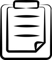 Clipboard icon with a black outline vector
