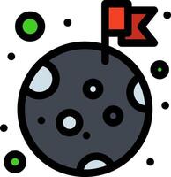 An illustration of a moon with a flag on it vector