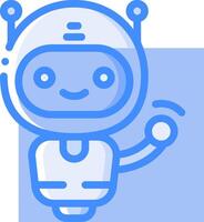 A robot with a blue background and a blue hand vector