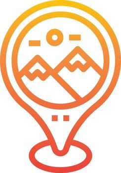 A map with mountains and a sun in the background vector