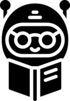 A black and white logo of a robot with glasses vector