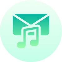 A green and white icon with a music note and a green envelope vector