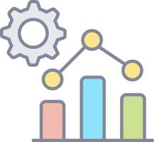 A gear and a bar chart with a cogwheel vector