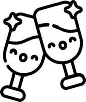 Two glasses of champagne with stars on them vector