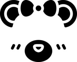 A black and white bear head with a bow on it vector