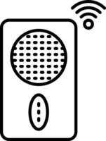 A black and white image of a speaker with wifi symbol vector