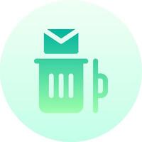 A green and blue icon with a trash can and an envelope vector