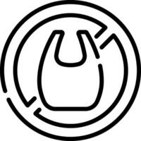 A black and white logo of a bag with a sign that says no bags vector