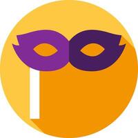 A purple and purple mask icon on a yellow background vector