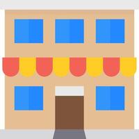 A small building with a yellow awning vector