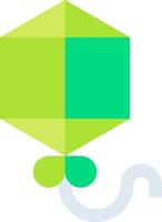 A green kite with a green string vector