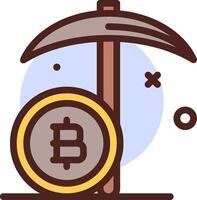 Bitcoin mining icon illustration vector