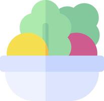 A bowl of vegetables is shown in a flat design vector