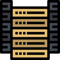 A server rack with a few rows of black and gold vector