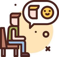 A man sitting on a chair with a speech bubble above him vector