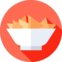 A bowl of chips in a flat design vector