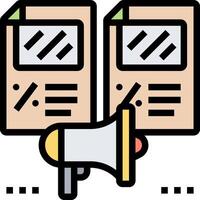 A megaphone and two documents with a megaphone vector