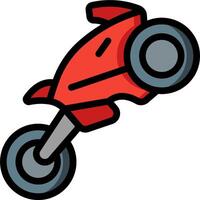 A red motorcycle with wheels on it vector