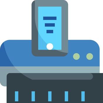 A printer with a phone on top of it vector