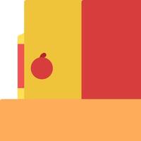 A red and yellow box with an apple on it vector