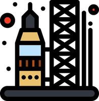 A tower with a clock on top and a building vector