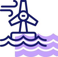 A wind turbine in the ocean with waves vector