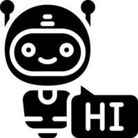 A robot with a speech bubble and a sign that says hi vector