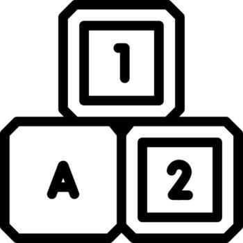 A black and white image of three blocks with numbers vector