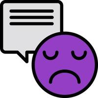 A purple emoticor with a speech bubble vector