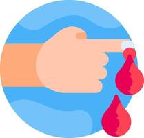 A hand pointing to a drop of blood vector