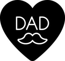 A black heart with a mustache and the word dad vector