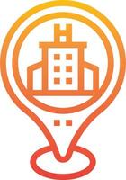 A building with a map pin on top of it vector