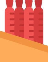 A stack of bottles with red labels vector