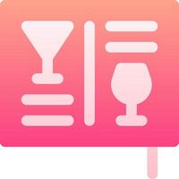 A pink and white icon with a wine glass and a book vector