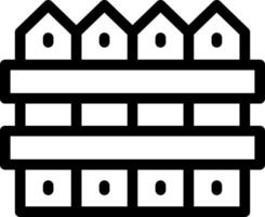 A black and white illustration of a house with a fence vector