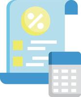 A calculator and a paper document with a percentage sign vector