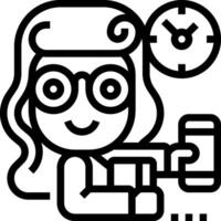 A woman with glasses and a clock is holding a phone vector