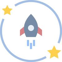 A rocket is flying through the sky with stars around it vector